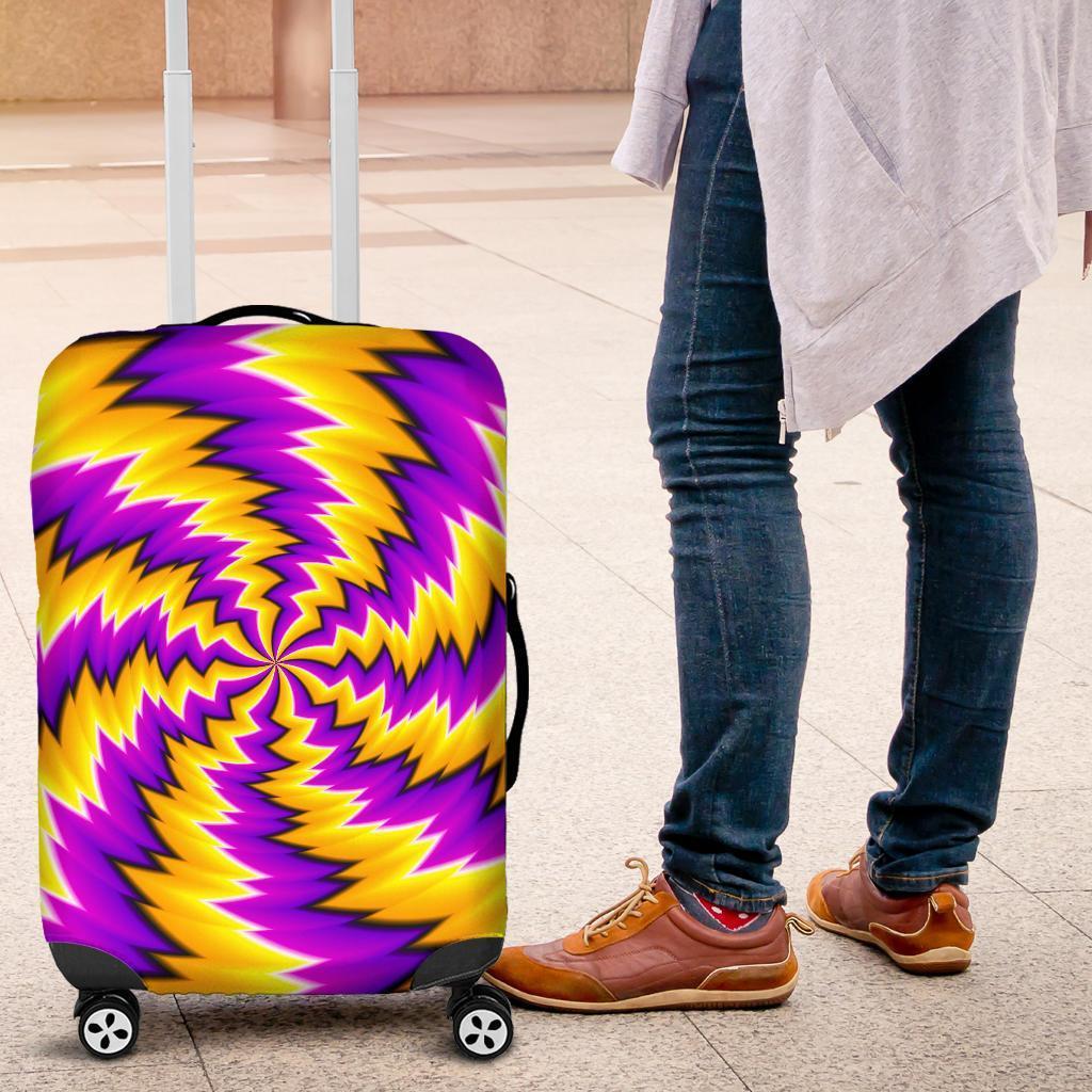 Yellow Vortex Moving Optical Illusion Luggage Cover GearFrost
