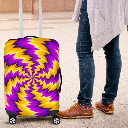 Yellow Vortex Moving Optical Illusion Luggage Cover GearFrost