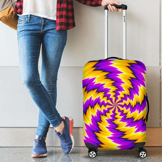Yellow Vortex Moving Optical Illusion Luggage Cover GearFrost