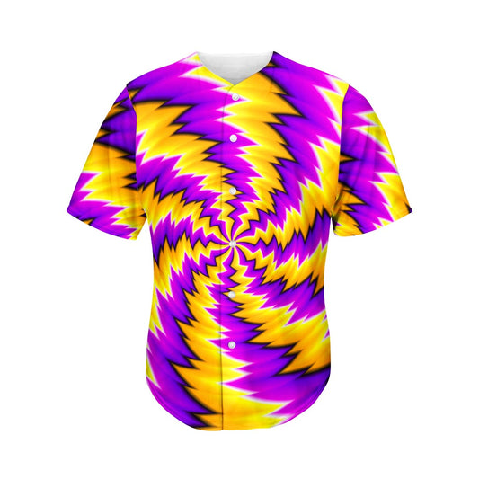 Yellow Vortex Moving Optical Illusion Men's Baseball Jersey