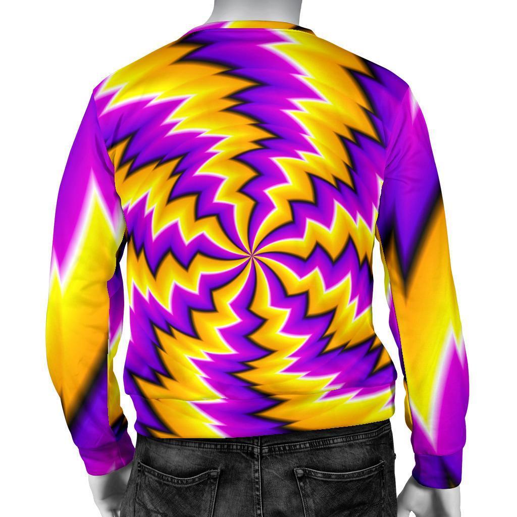 Yellow Vortex Moving Optical Illusion Men's Crewneck Sweatshirt GearFrost