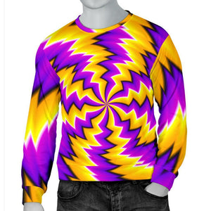 Yellow Vortex Moving Optical Illusion Men's Crewneck Sweatshirt GearFrost