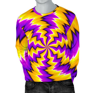 Yellow Vortex Moving Optical Illusion Men's Crewneck Sweatshirt GearFrost