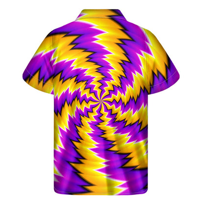 Yellow Vortex Moving Optical Illusion Men's Short Sleeve Shirt