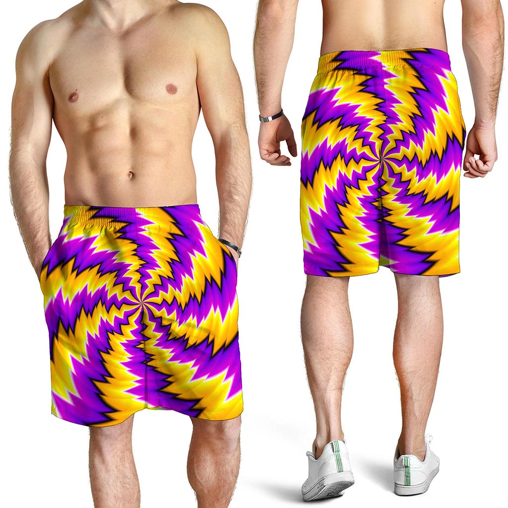 Yellow Vortex Moving Optical Illusion Men's Shorts