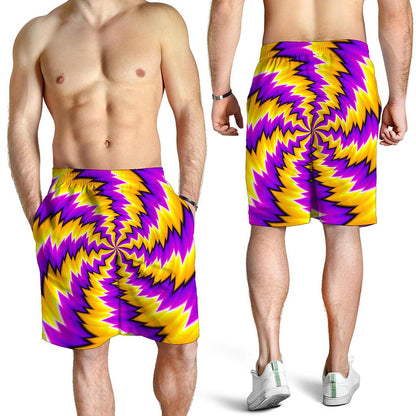 Yellow Vortex Moving Optical Illusion Men's Shorts