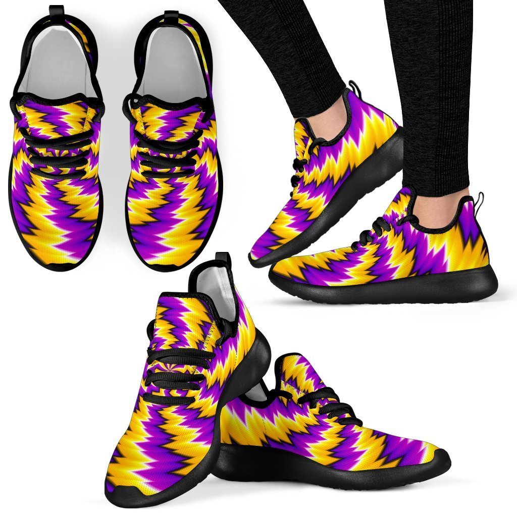 Yellow Vortex Moving Optical Illusion Mesh Knit Shoes GearFrost