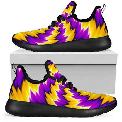 Yellow Vortex Moving Optical Illusion Mesh Knit Shoes GearFrost