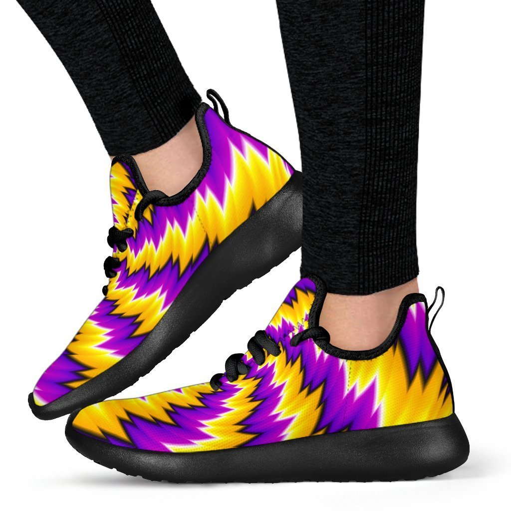 Yellow Vortex Moving Optical Illusion Mesh Knit Shoes GearFrost