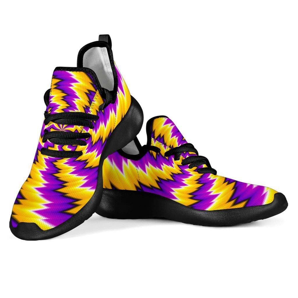 Yellow Vortex Moving Optical Illusion Mesh Knit Shoes GearFrost
