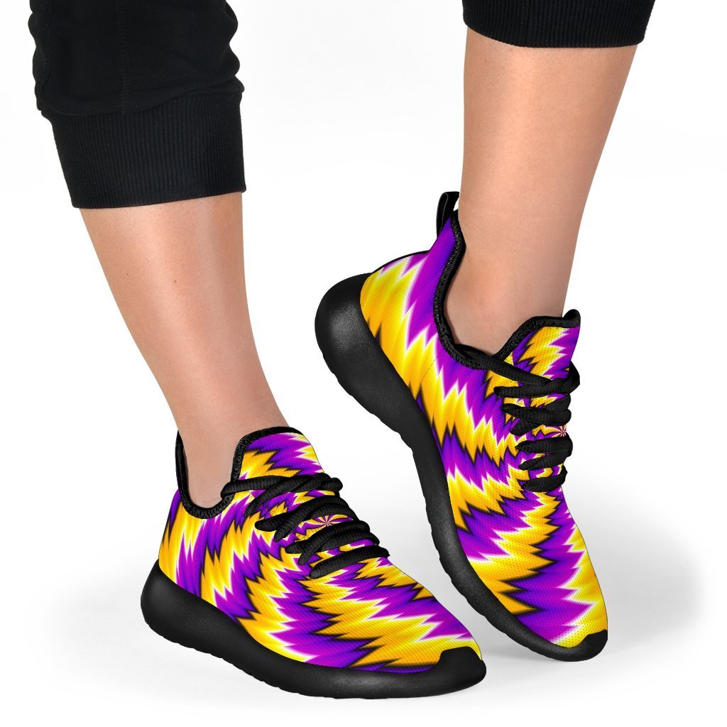 Yellow Vortex Moving Optical Illusion Mesh Knit Shoes GearFrost