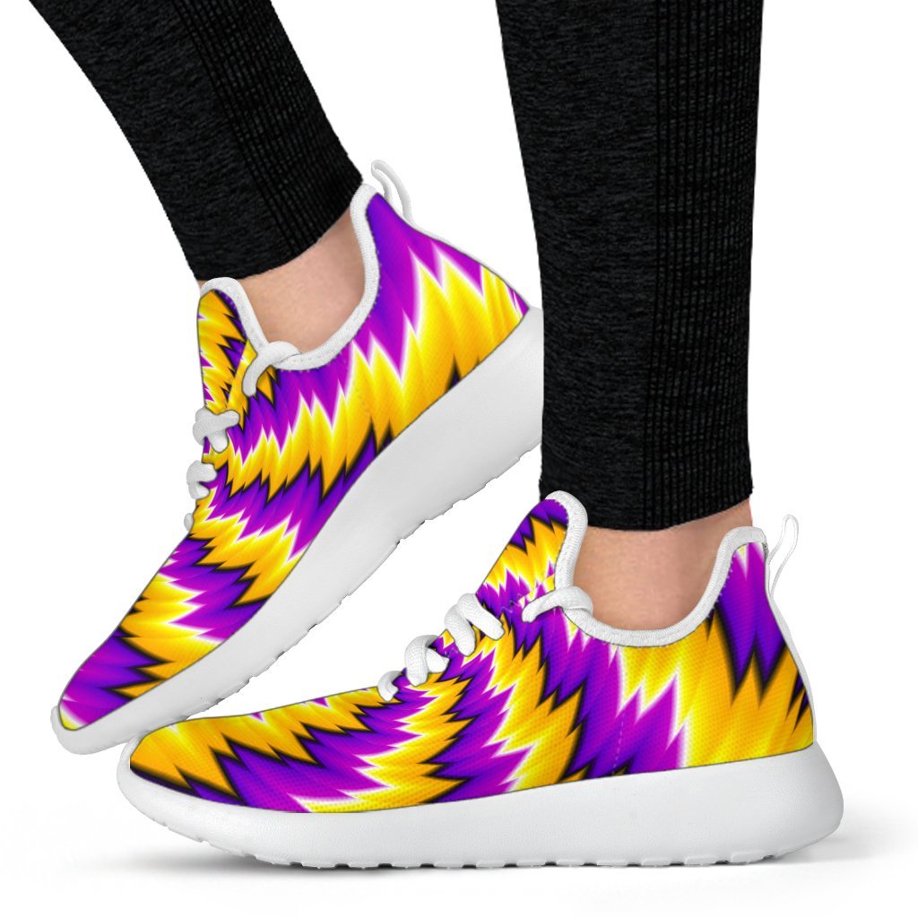 Yellow Vortex Moving Optical Illusion Mesh Knit Shoes GearFrost