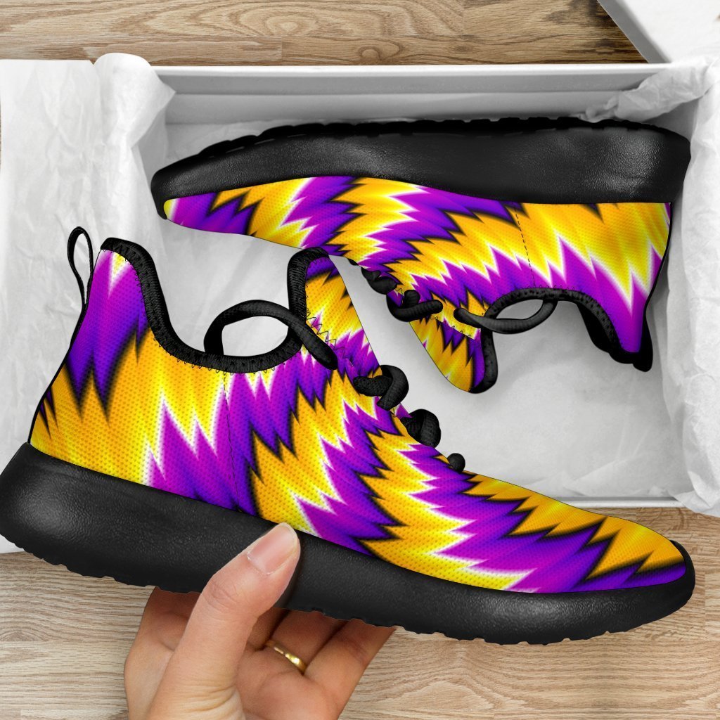 Yellow Vortex Moving Optical Illusion Mesh Knit Shoes GearFrost