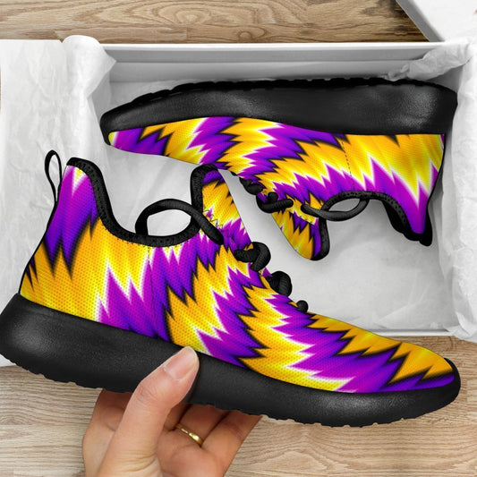 Yellow Vortex Moving Optical Illusion Mesh Knit Shoes GearFrost