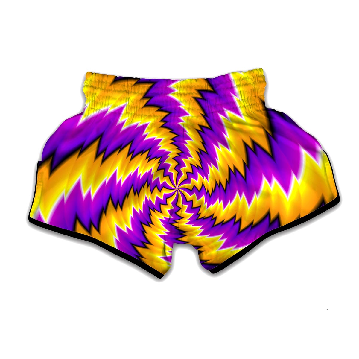 Yellow Vortex Moving Optical Illusion Muay Thai Boxing Shorts