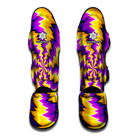 Yellow Vortex Moving Optical Illusion Muay Thai Shin Guard