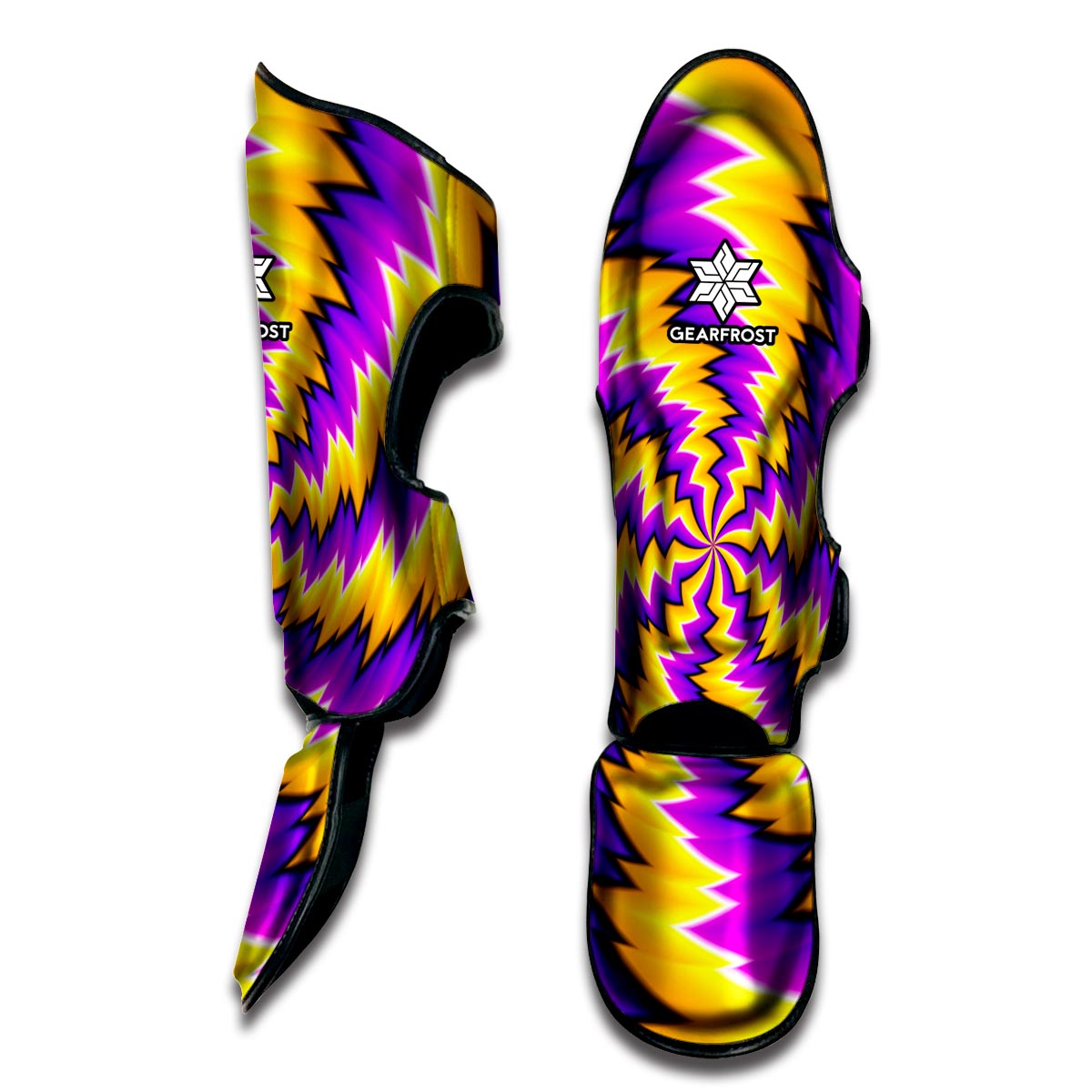 Yellow Vortex Moving Optical Illusion Muay Thai Shin Guard