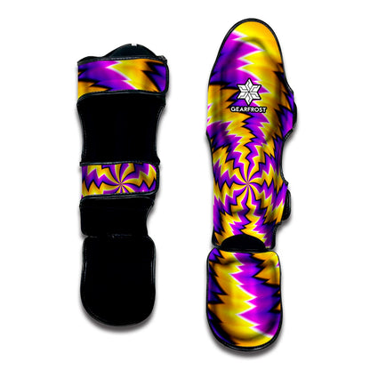 Yellow Vortex Moving Optical Illusion Muay Thai Shin Guard