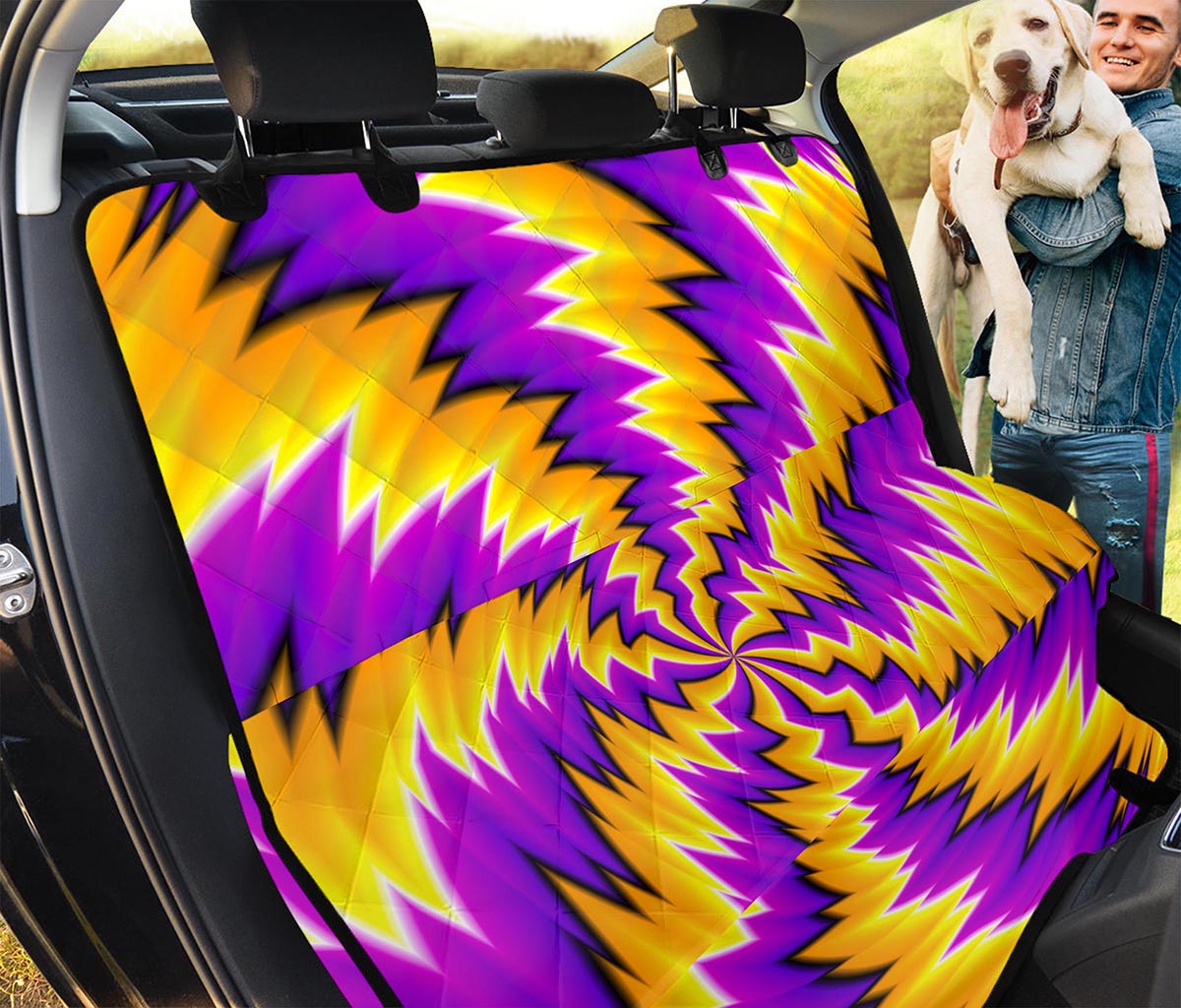 Yellow Vortex Moving Optical Illusion Pet Car Back Seat Cover