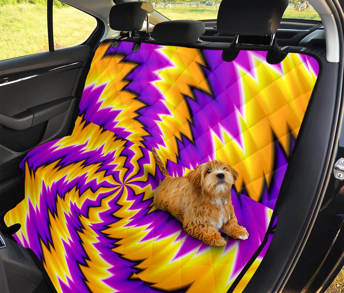 Yellow Vortex Moving Optical Illusion Pet Car Back Seat Cover