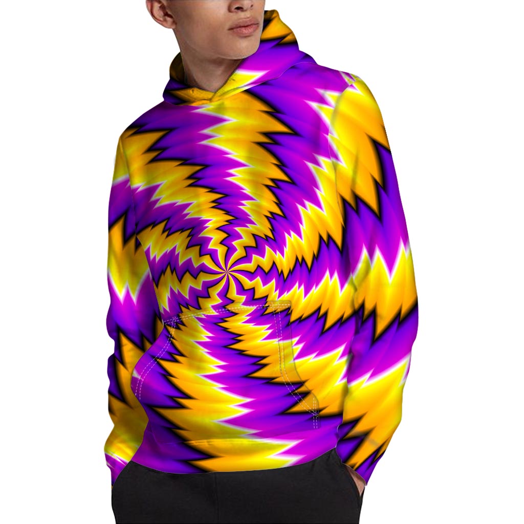 Yellow Vortex Moving Optical Illusion Pullover Hoodie
