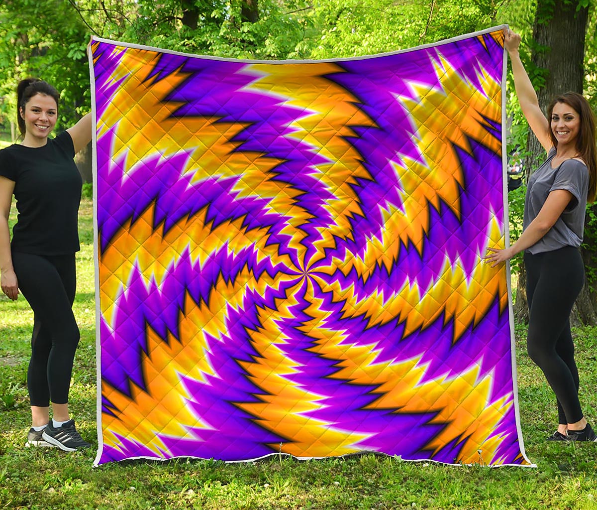 Yellow Vortex Moving Optical Illusion Quilt