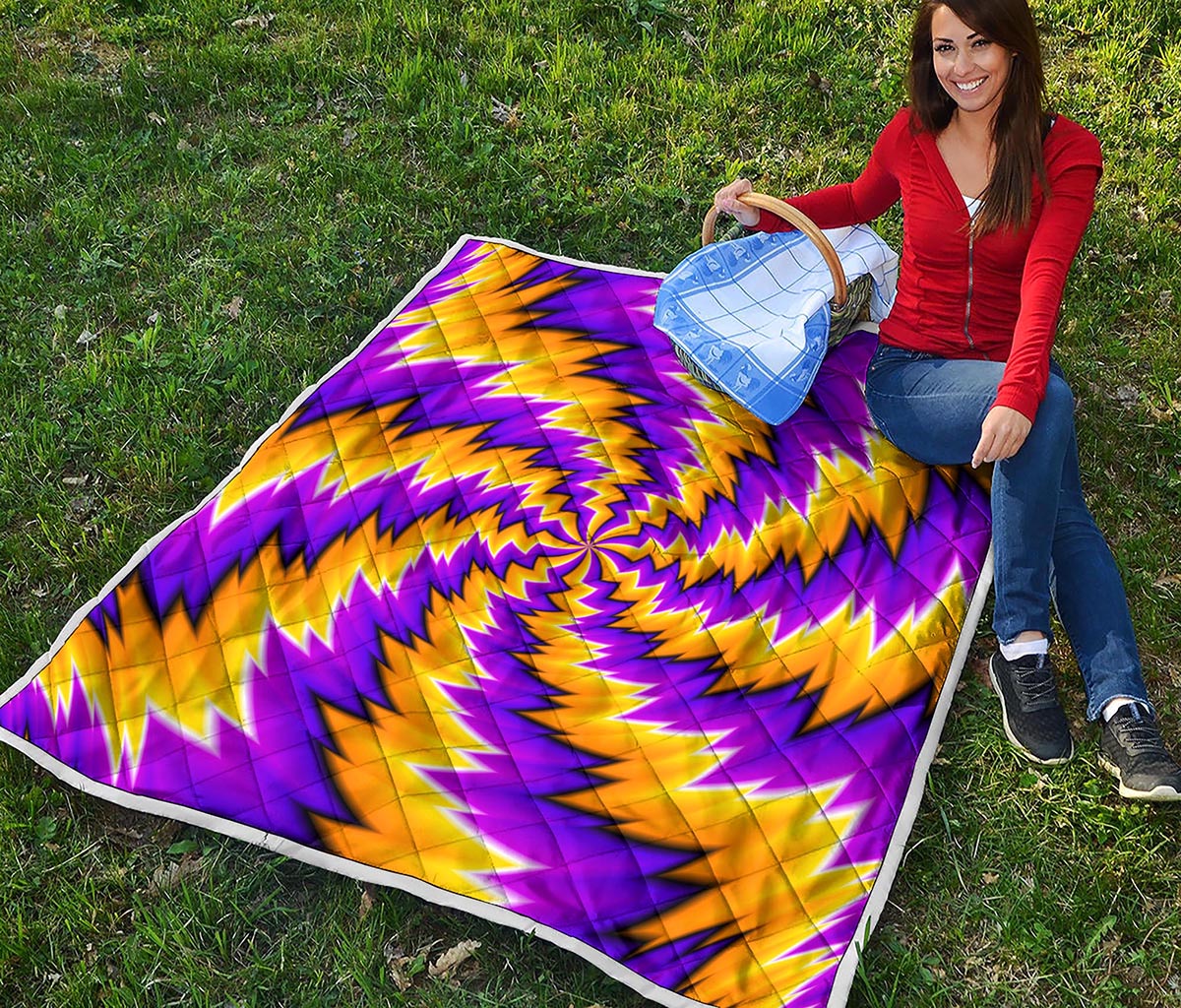 Yellow Vortex Moving Optical Illusion Quilt