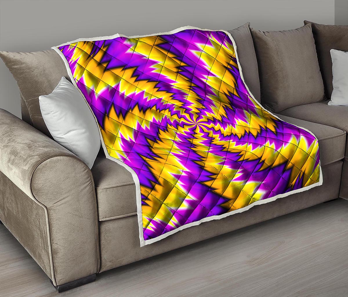 Yellow Vortex Moving Optical Illusion Quilt