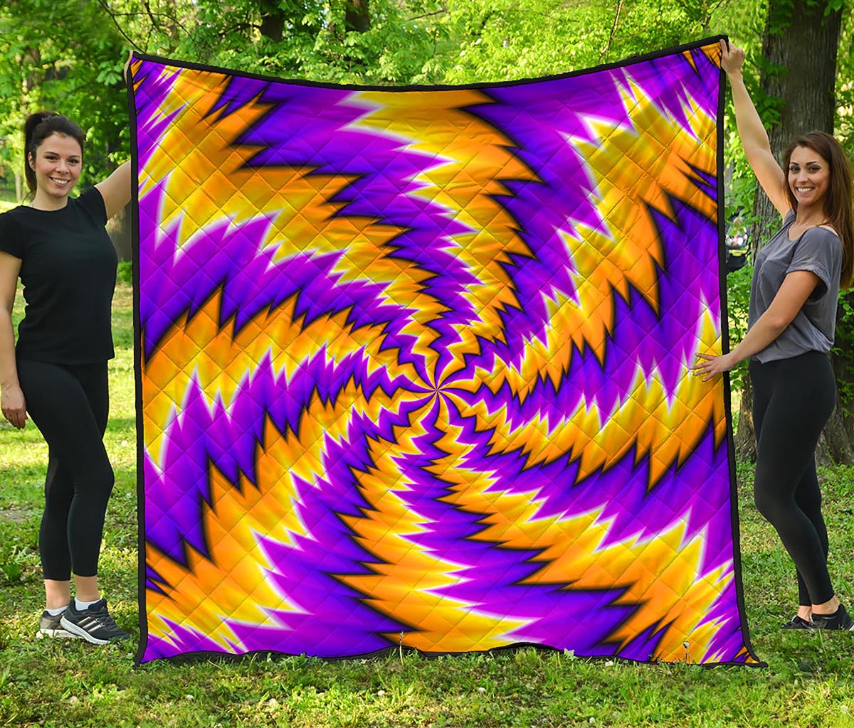 Yellow Vortex Moving Optical Illusion Quilt