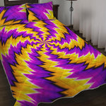 Yellow Vortex Moving Optical Illusion Quilt Bed Set