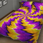 Yellow Vortex Moving Optical Illusion Quilt Bed Set
