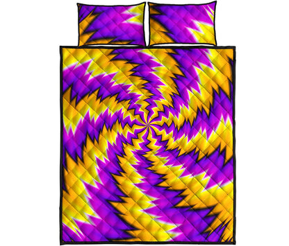 Yellow Vortex Moving Optical Illusion Quilt Bed Set