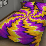 Yellow Vortex Moving Optical Illusion Quilt Bed Set