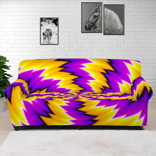 Yellow Vortex Moving Optical Illusion Sofa Cover