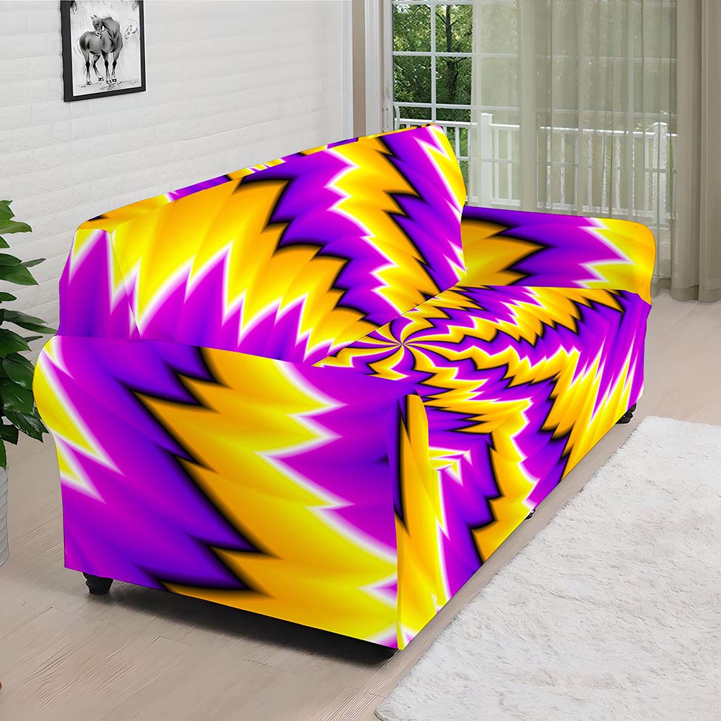 Yellow Vortex Moving Optical Illusion Sofa Cover