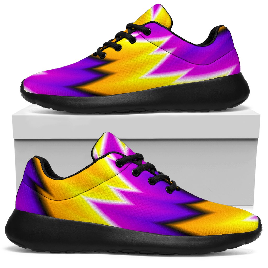 Yellow Vortex Moving Optical Illusion Sport Shoes GearFrost