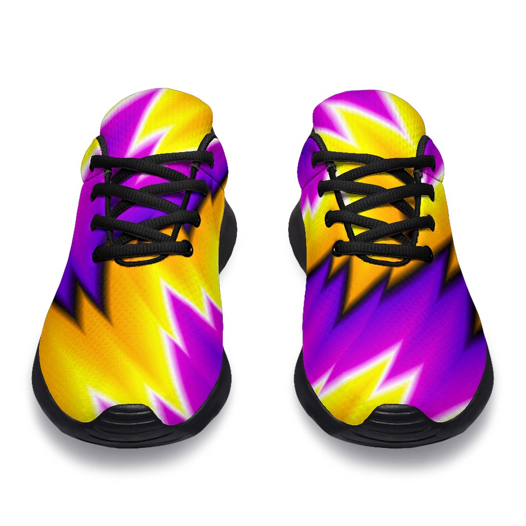 Yellow Vortex Moving Optical Illusion Sport Shoes GearFrost