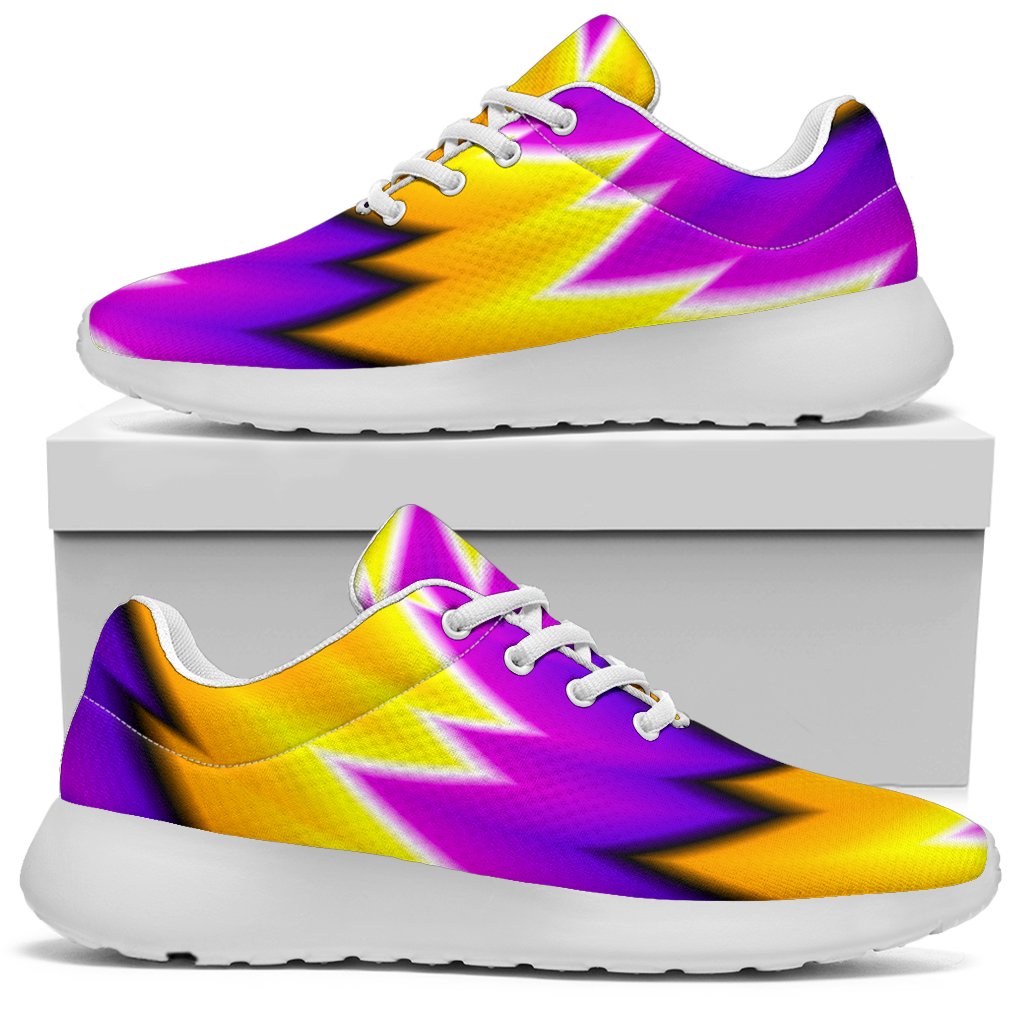 Yellow Vortex Moving Optical Illusion Sport Shoes GearFrost