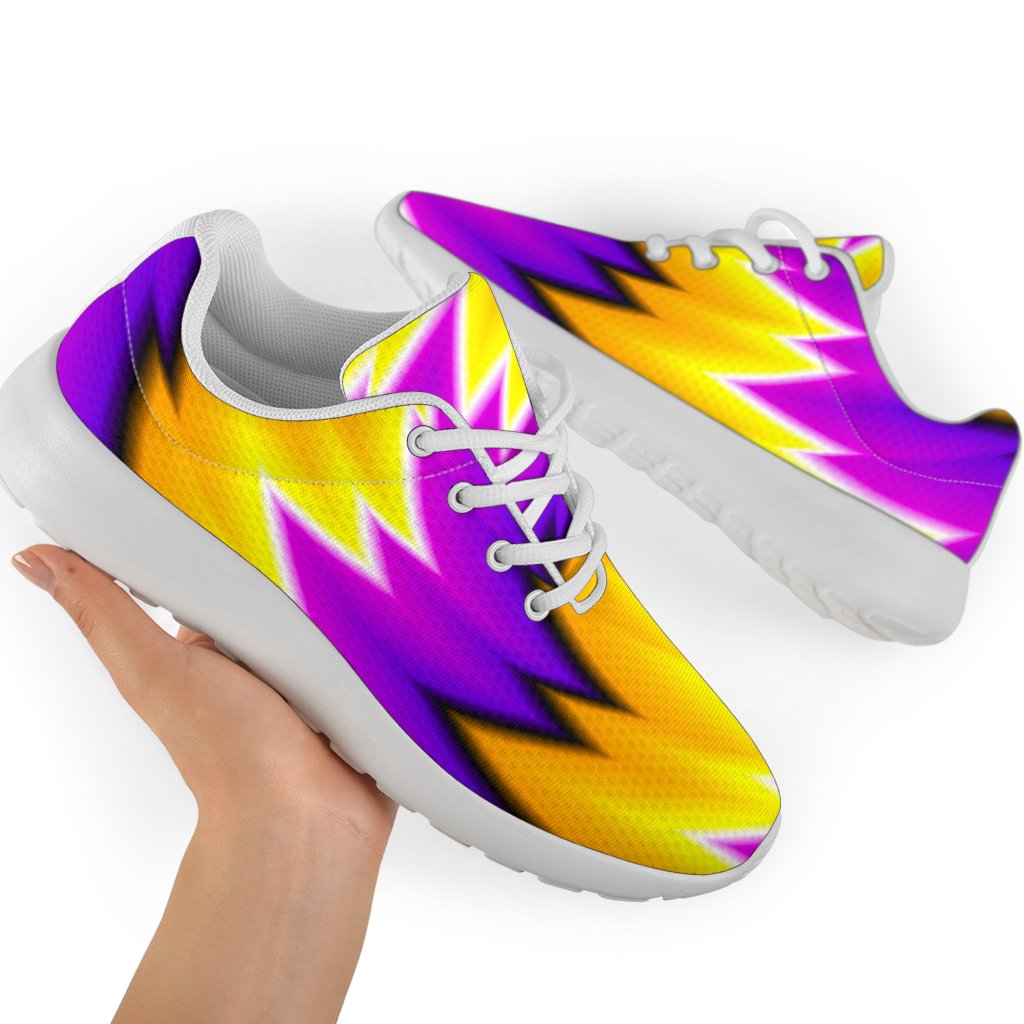 Yellow Vortex Moving Optical Illusion Sport Shoes GearFrost