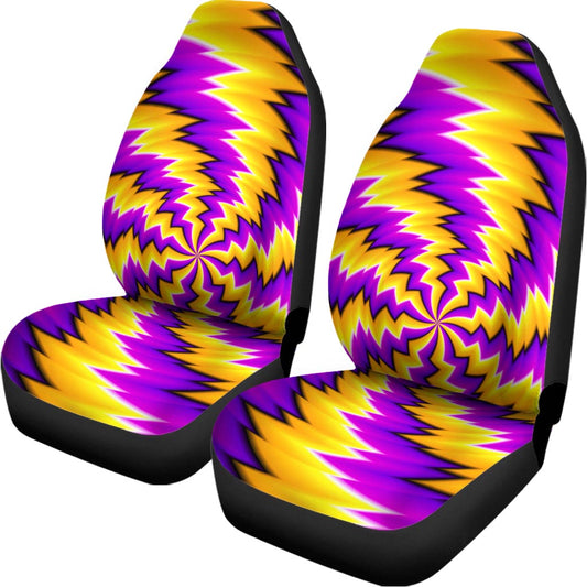 Yellow Vortex Moving Optical Illusion Universal Fit Car Seat Covers