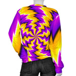 Yellow Vortex Moving Optical Illusion Women's Crewneck Sweatshirt GearFrost