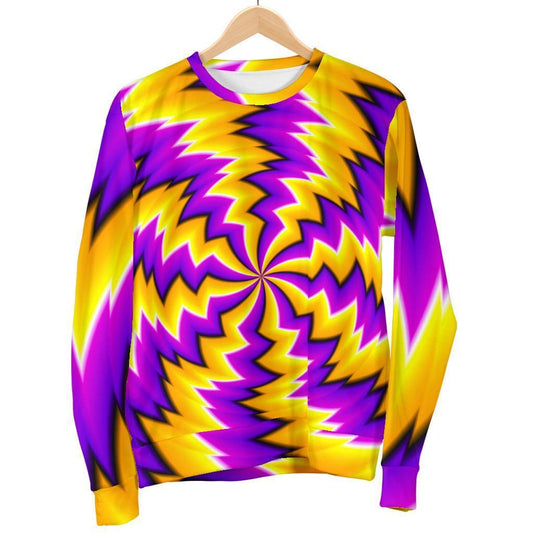 Yellow Vortex Moving Optical Illusion Women's Crewneck Sweatshirt GearFrost