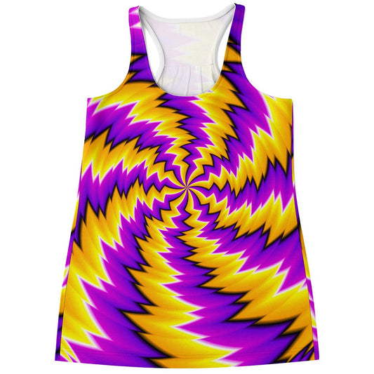 Yellow Vortex Moving Optical Illusion Women's Racerback Tank Top