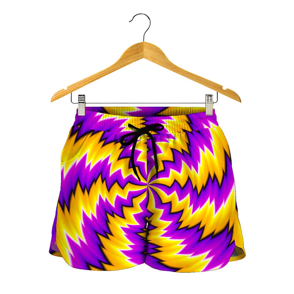 Yellow Vortex Moving Optical Illusion Women's Shorts