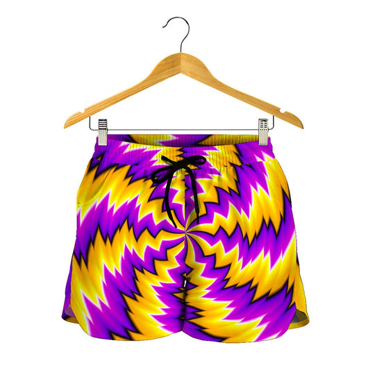 Yellow Vortex Moving Optical Illusion Women's Shorts