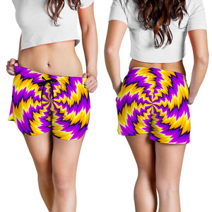 Yellow Vortex Moving Optical Illusion Women's Shorts