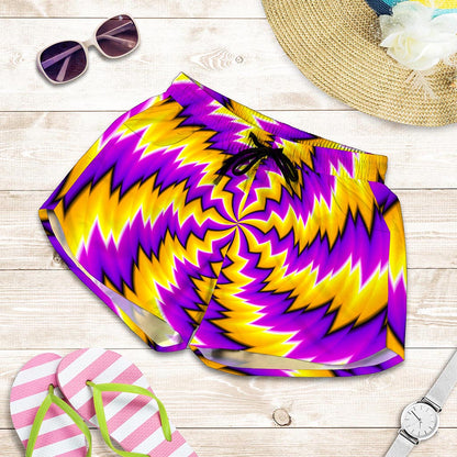 Yellow Vortex Moving Optical Illusion Women's Shorts