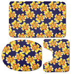 Yellow Watercolor Lily Pattern Print 3 Piece Bath Mat Set