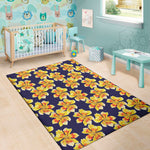 Yellow Watercolor Lily Pattern Print Area Rug
