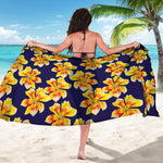 Yellow Watercolor Lily Pattern Print Beach Sarong Wrap